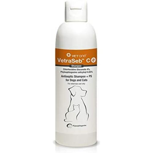 VetOne - Vetraseb C4% Chlorhexidine 4% Shampoo + PS Shampoo for Dogs & Cats - 8oz