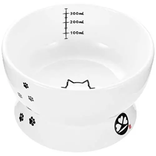 Cat Bowl, Raised Cat Food Bowls Anti Vomiting, Elevated Cat Water Bowl That Protect Pets Spine and Make Cats Feel Comfortable, with Tick Marks to Prevent Overfeeding Cat Bowl, Raised Cat Food Bowls Anti Vomiting, Elevated Cat Water Bowl That Protect Pets Spine and Make Cats Feel Comfortable, with Tick Marks to Prevent Overfeeding