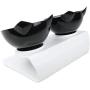 THMY Cat Bowl with Raised Stand, 15°Tilted Platform Cat Feeders Anti-Slip Transparent Cat Food and Water Bowl Detachable Pet Bowl for Cats and Small Dogs, Black