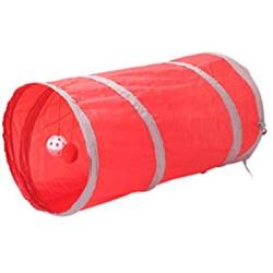 IOSHAPO Cat Tunnel Toy Funny Pet 2 Holes Play Tubes Balls Collapsible Crinkle Kitten Toys Puppy Ferrets Rabbit Play Dog Tunnel Tubes,Red