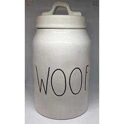 Rae Dunn WOOF LL Dog Treat Food Canister White Ceramic With Lid