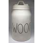 Rae Dunn WOOF LL Dog Treat Food Canister White Ceramic With Lid