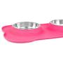 Internets Best Bone Dog Bowl Set - Double Stainless Steel Pet Food Water Bowls - No Spill Silicone Stand