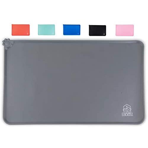 Echeverst Dog & Cat Food Mat | Waterproof Silicone Pet Feeding Tray | S, M/L, XL | Dish Placemat for Bowl Food and Water with Edges Lip | Cat | Dog | Pets