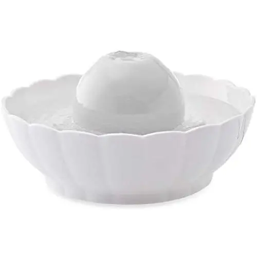 THMY Pet Water Fountain 2.1L Ceramic Drinking Fountain Automatic Electric Pet Water Fountain Dog Cat Drinking Ceramic Bowl (White)