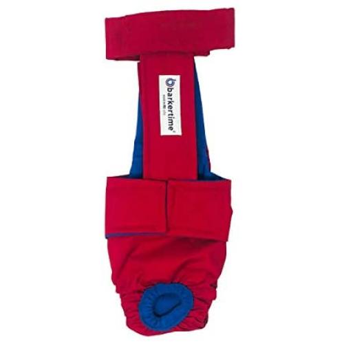 Barkertime Premium Waterproof Dog Diaper Overall - Made in USA - Cherry Red Escape-Proof Premium Waterproof Dog Diaper Overall