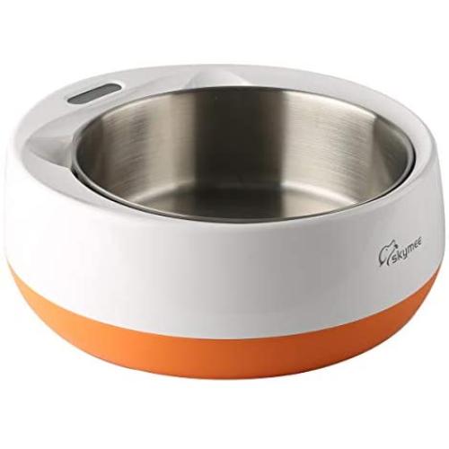 SKYMEE Stainless Steel Weighing Pet Bowl, LCD Digital Kitchen Food Scale of Grams/LB/OZ/ML Removable Bowl for Dog Cat, Large
