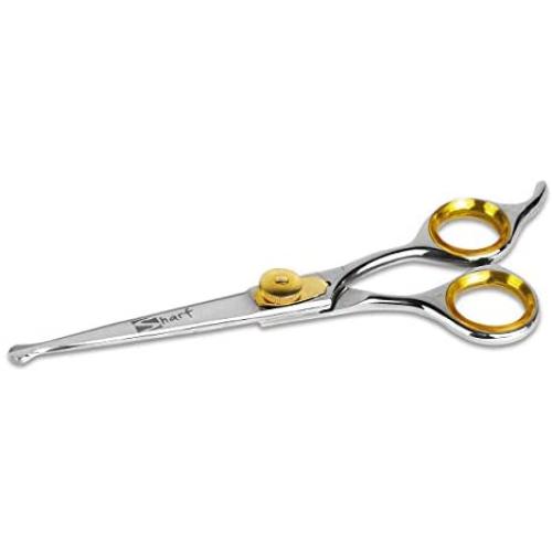 Sharf Dog Grooming Scissors, Gold Touch 6.5 Inch Straight Professional Dog Grooming Shear with Safety Round Tip