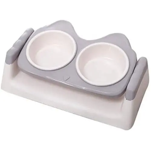 ocijf179 Pet Feeding Bowl Cat Dog Double Bowls Drinking Feeding Feeder Water Dispenser Food Container - Green
