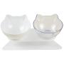 ocijf179 Cat Bowl Double/Single Cat Dog Water Food Bowl with Raised Stand Pet Feeder Supplies - Black + Clear Double Bowl