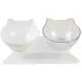 ocijf179 Cat Bowl Double/Single Cat Dog Water Food Bowl with Raised Stand Pet Feeder Supplies - Black + Clear Double Bowl