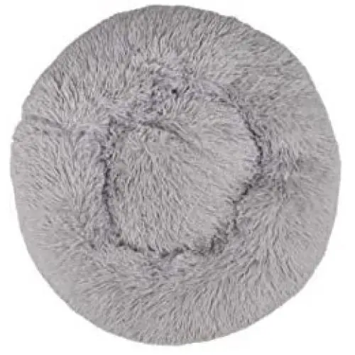 Mind Reader Plush Faux Fur Donut Pet Cuddler, Shaggy Round Comfortable Bed for Dogs, 23'' x 23'', Gray Mind Reader Plush Faux Fur Donut Pet Cuddler, Shaggy Round Comfortable Bed for Dogs, 23'' x 23'', Gray