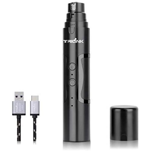 Dog Nail Grinder – 2 Speeds Pet Nail Clipper – USB Rechargeable Electric Nail Trimmer – 3 Polisher Ports for Dog and Cats Nail Cutter – Low Noise Trimming with LED Light Grooming Scissors Tool