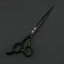 7/8 inch Left Handed Dog Hair Cutting/Chunker Shears, Pet Grooming Japanese 440C Thinning/Blending/Texturizing Scissors , 23 Teeth Fishbone-shaped Chunker (C-7 inch-Black Cutting Scissor)