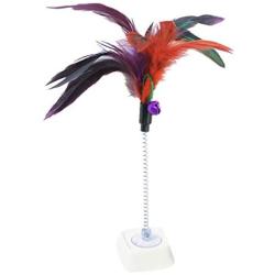 Pudwy 1/2/3/5/10 pcs Interactive Elastic Rod Chick Fish Pets Toys with Bells Cat Play Feather Toys Fishing Stick Random Color