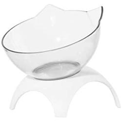 Cat Dog Bowl Raised Cat Food Water Bowl with Detachable Elevated Stand, 15° Tilted Pet Bowl, Dog Cat Slanted Transparent Bowl, Non-Skid & Non-Spill, Easier to Reach Food