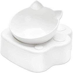 ljfjf Dorakitten cat Bowls White,Cat Feeding Bolws Cat Water Bowl with Plastic Rise Cat Bowls with Stand Adjustment Cat Dish Suitable All Cat (Color : -)