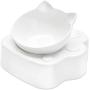 ljfjf Dorakitten cat Bowls White,Cat Feeding Bolws Cat Water Bowl with Plastic Rise Cat Bowls with Stand Adjustment Cat Dish Suitable All Cat (Color : -)