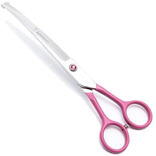 LovinPet Pet 7'' Curved Scissor Right/Left-Handed Pet Round-Tip Grooming Stainless Steel Safety Trimming Shears for Dogs and Cats (Easy use Curved Scissor)