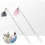 BeesClover Long Handle Steel Wire Feather Pole Cat Teaser Interactive Toy pet Gift BeesClover Long Handle Steel Wire Feather Pole Cat Teaser Interactive Toy pet Gift