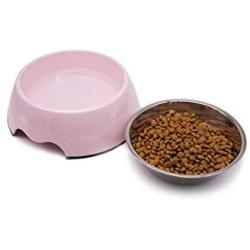 Food-Grade Melamine Base and Stainless Steel Bowl Large and Medium-Size Pet Bowl 1200ML,Non-Slip, Food Water Dual-use,Dog Bowl