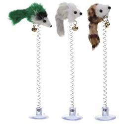 S-D-A 1/3Pcs Pet Cat Toys Elastic Feather False Mouse Toys Cat Kitten Interactive Cat Scratcher Teaser Pet Products for Cat Supplies,Random Color,1Pc Random Color
