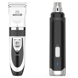 oneisall Low Noise Dog Clippers(White)+2 Speed Dog Nail Grinder…