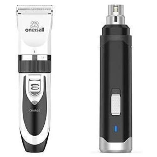 oneisall Low Noise Dog Clippers(White)+2 Speed Dog Nail Grinder…