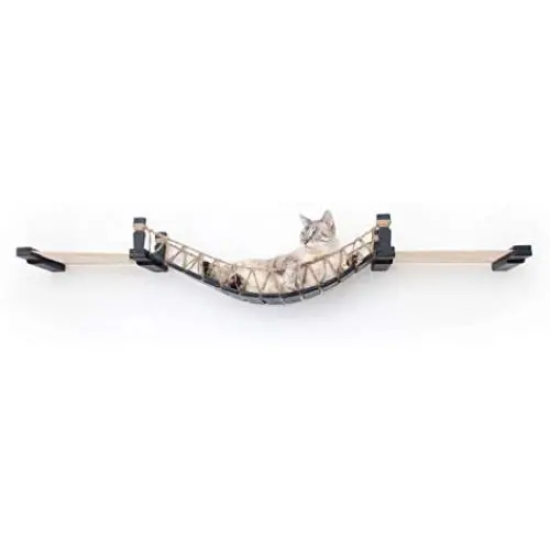 CatastrophiCreations Cat Bridge Wall-Mounted Play and Lounge Toy Cat Tree with Fabric Lounger for Pets - Natural/Natural, One Size CatastrophiCreations Cat Bridge Wall-Mounted Play and Lounge Toy Cat Tree with Fabric Lounger for Pets - Natural/Natural, One Size