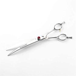 8.0/9.0 inch Japan 440C Dog Big Chunker/Curved Shears Professional Pet Grooming Thinning Scissors (C-9.0 inch-Silver)