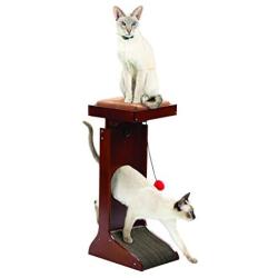 Wooden Adjustable Cat Scratch and Perch Tower (Adjusts up to 26'')