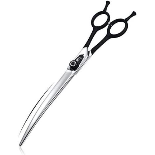 TIJERAS Dog Grooming Curved Scissors for Pets Hair Cutting Shears Professional 440C Stainless Steel Japan Curved Shears Safety Pets Care Scissor Pet Grooming Trimmer Kit Black Silver 7.0''/7.5''/8.0''