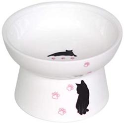 Leo Pet Food Bowls, Raised Cat Bowls Ceramic, Elevated Cat Bowls, Anti Vomiting, Stress Free, Ceramic Made, Pet Bowl for Food, Protect Pets Spine, Dishwasher Safe, Easy to Clean