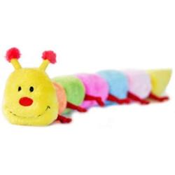 ZippyPaws - Caterpillar with 6-Squeakers - No Stuffing, Plush Dog Toy