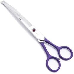 LovinPet Pet 7'' Curved Scissor Right/Left-Handed Pet Round-Tip Grooming Stainless Steel Safety Trimming Shears for Dogs and Cats (Easy use Curved Scissor)