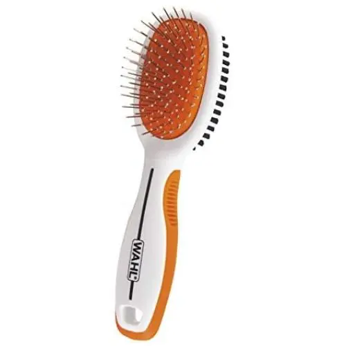 Wahl Premium Pet Double Sided Medium Pin Bristle Brush, Ergonomic Brush with Ergonomic Rubber Grips for Comfortable Brushing and Finishing Coats of Dogs and Cats – Model 858413 Wahl Premium Pet Double Sided Medium Pin Bristle Brush, Ergonomic Brush with Ergonomic Rubber Grips for Comfortable Brushing and Finishing Coats of Dogs and Cats – Model 858413