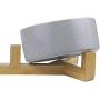 LIONWEI LIONWELI Ceramic Cat Bowl with Wood Stand No Spill Pet Food Water Feeder Cats Small Dogs