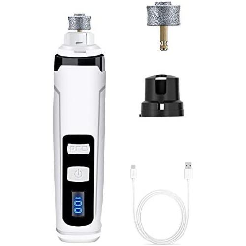 Dog Nail Grinder, Pet Nail Grinder, Professional 2-Speed Low Noise Rechargeable Pet Nail Trimmer Painless Paws Grooming & Smoothing for Small Medium Large Dogs & Cats