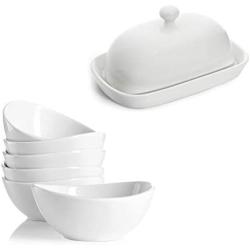 Sweese 10 Ounce Small Bowls - set of 6 and Butter Dish with Cover