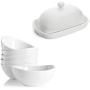 Sweese 10 Ounce Small Bowls - set of 6 and Butter Dish with Cover