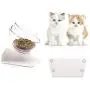 Aqueous Cat Elevated Double Transparent Plastic Bowl,Pet Feeding Bowl | Raised The Bottom for Cats and Small Dogs ，Cute Cat Face Double Bowl