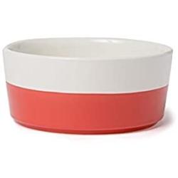 Waggo Dipper Ceramic Dog Bowl Cherry Red/White Heavyweight Durable Dog Food and Water Dish