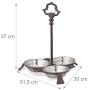 Relaxdays Cast Iron Feeding Station for Cats & Dogs, 3 Stainless Steel Bowls, Antique, Handle, Outdoor, Dark Brown, 1 Item