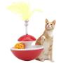 ocijf179 Cat Toy Cats Kitten Tumbler Rolling Feather Bell Ball Toy Play Interactive Pet Supplies - Red