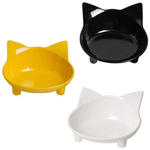 Cat Bowl, Cat Bowls for Food and Water,Shallow cat Bowls for Wet Food ,Non Slip Pet Feeding Dish ,Pet Food & Water Bowls Set of 3