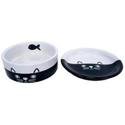 Ceramic Cat Pet Feeding and Watering Set of 2