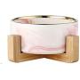 Cat Ceramic Bowl Pet Solid Wooden Frame Cat Drink Water Bowl Dog Food Basin Dog Bowl Ragdoll Food Bowl Cat Supplies (Pink)