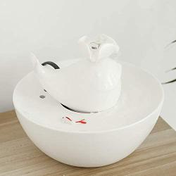 FEENGG Pet Fountain, Automatic Ceramic Lotus Cat Water Fountain Pet Drinking Fountain for Cat