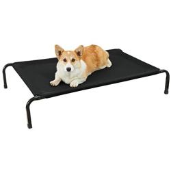 Veehoo Cooling Elevated Dog Bed with Curved Poles, Raised Pet Cot for Large Medium Small Dogs, Durable & Breathable Textilene Mesh Mat, Nonskid Feet, Indoor or Outdoor Use