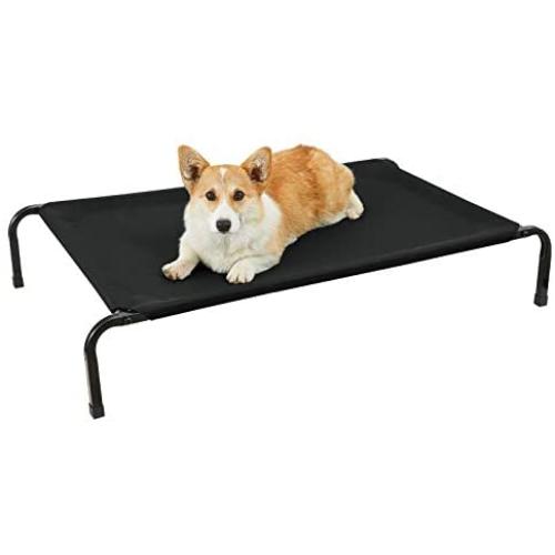 Veehoo Cooling Elevated Dog Bed with Curved Poles, Raised Pet Cot for Large Medium Small Dogs, Durable & Breathable Textilene Mesh Mat, Nonskid Feet, Indoor or Outdoor Use